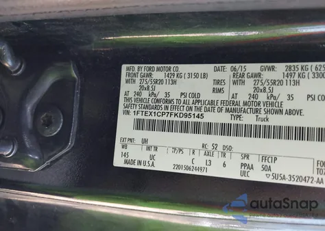 2015 Ford F150 Super Cab from USA, damaged, VIN 1FTEX1CP7FKD95145